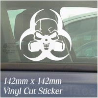 Cut Vinyl-142mm Gas Mask Design-Zombie Outbreak-Window,Bumper Sticker for Car,Van,Truck,Vehicle Self Adhesive Vinyl Sign 